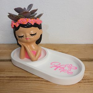 Hopeful Girl Planter with Coaster